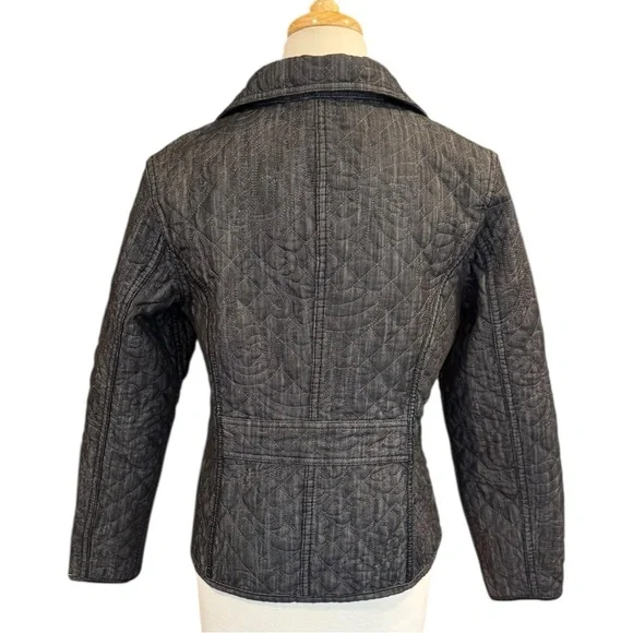 Chico’s Black Quilted Denim Jacket Size 1 (8 U.S.) - Picture 3 of 10